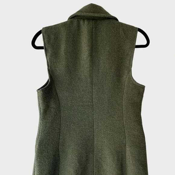 NWT 7 FOR ALL MANKIND LONG ASYMMETRICAL ZIPPERED DARK GREEN VEST | SIZE: SMALL - Picture 9 of 11